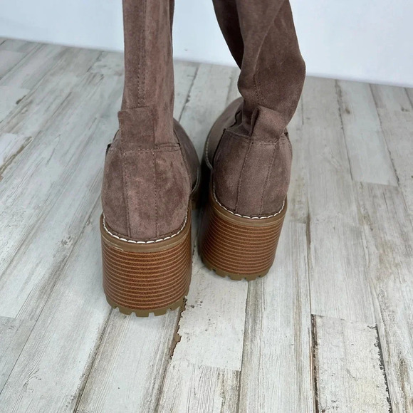 Mia Women's Taupe Brown Over-the-Knee Chunky Heel Suede Boots Size 8 - Picture 6 of 10